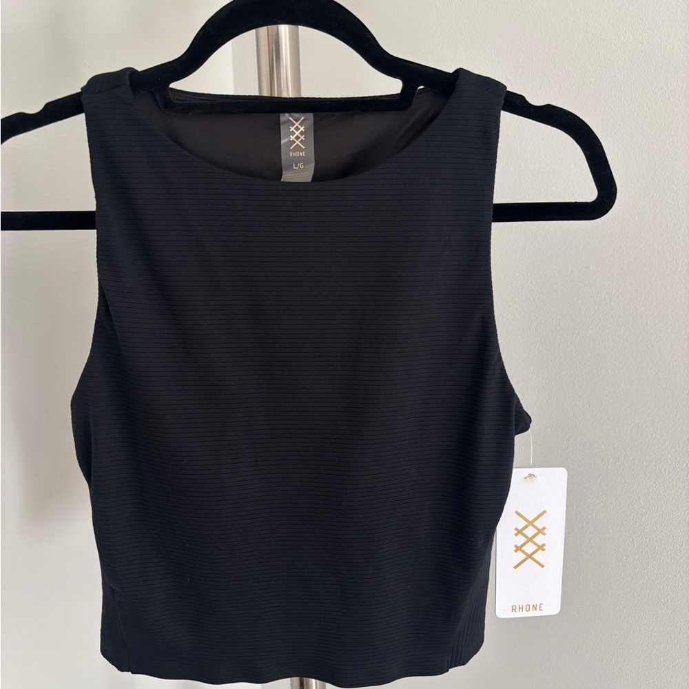 Rhone NWT Women's Ripple Longline Crop Bra top  Black size Large